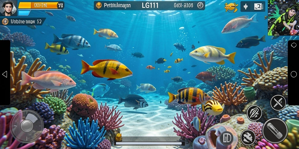Tangkapan layar gameplay LG111 dengan aksi menembak ikan yang mendebarkan.