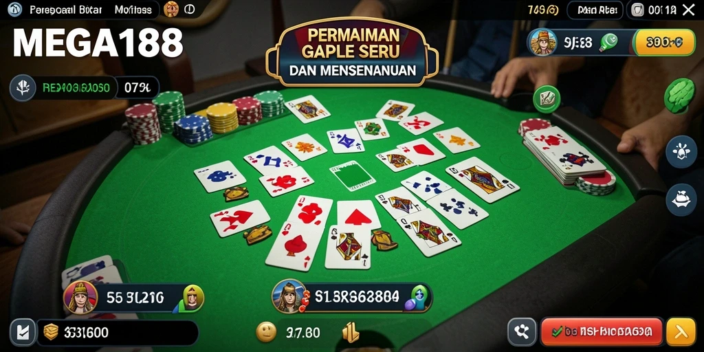 Tampilan menarik dari gameplay Gaple di MEGA188 dengan teman-teman.