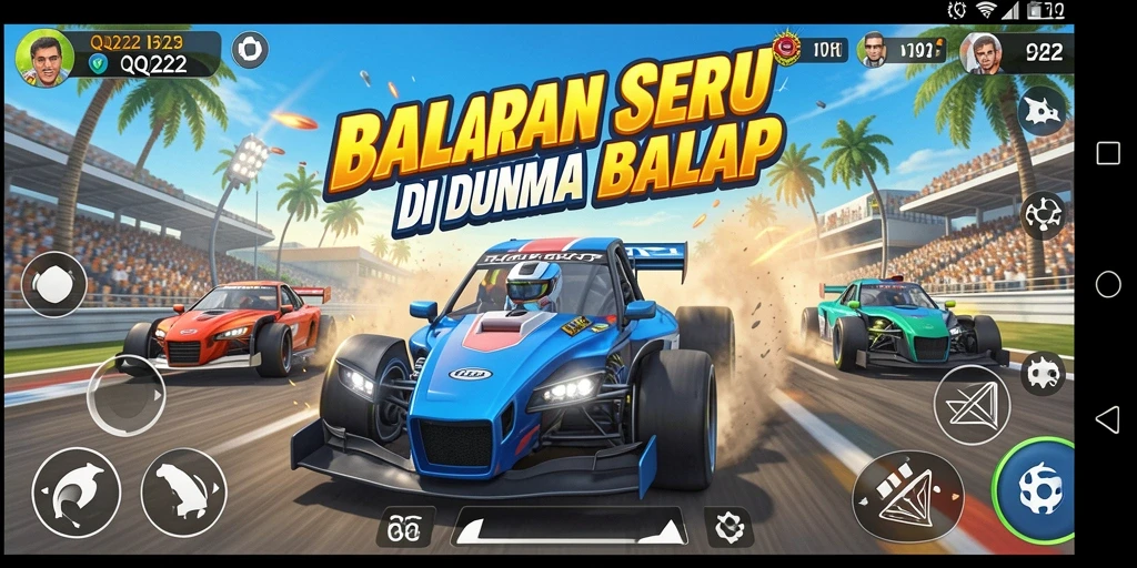 Tampilan gameplay balapan menegangkan dan penuh aksi.