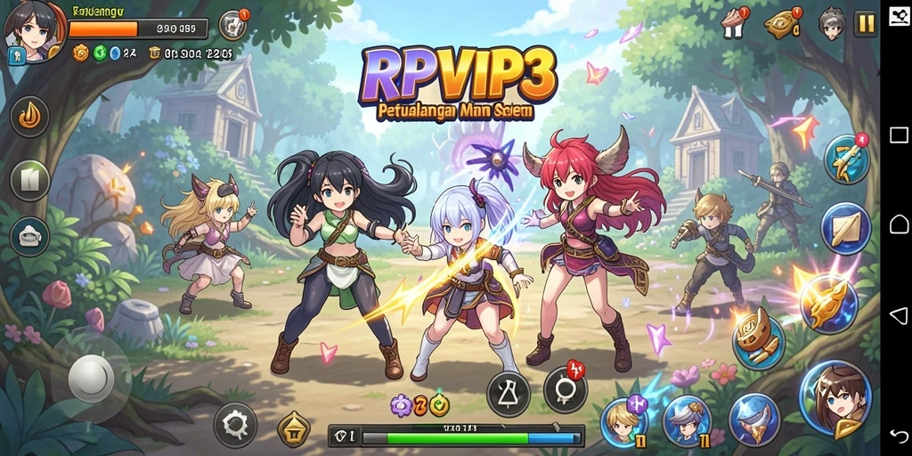 Tampilan gameplay RPVIP3 yang memukau dan penuh warna.